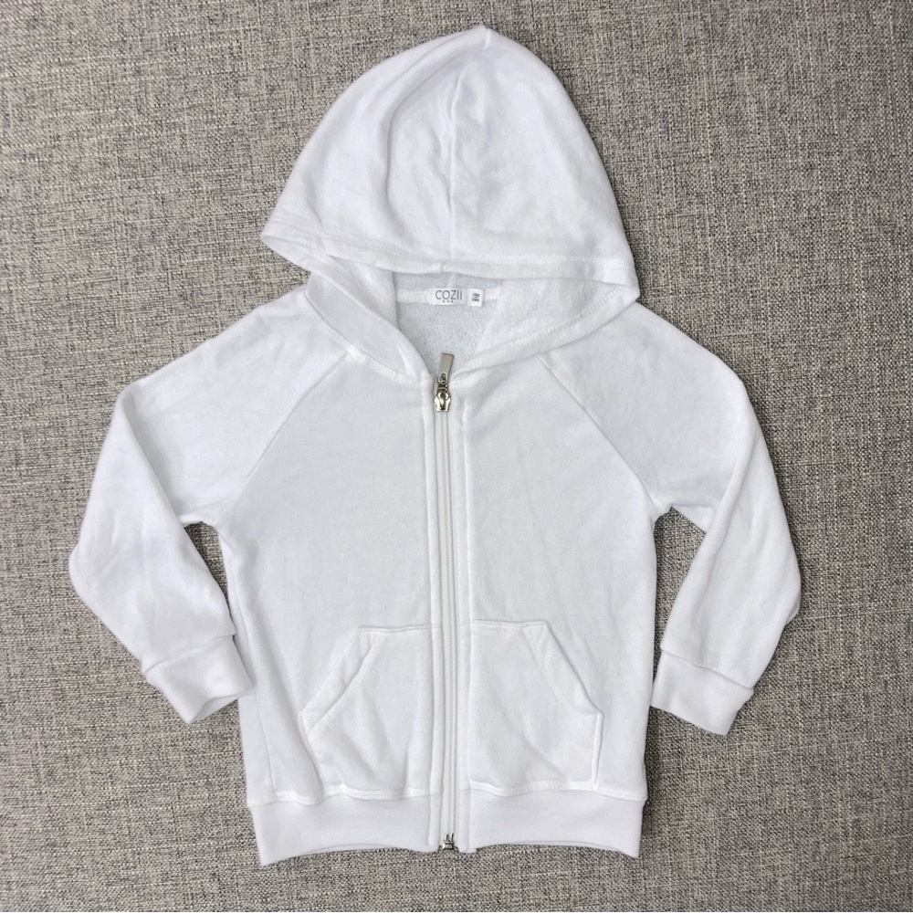 Cozii 18-24m white terry cloth zip hoodie VGUC